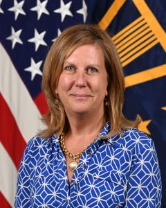 Ms. Heather Campbell poses for her official portrait in the Army portrait studio at the Pentagon in Arlington, Va., Sept. 22, 2022  (U.S. Army photo by William Pratt)