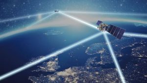 Tesat-Spacecom artist rendering of optical communications in space. Credit: Tesat-Spacecom